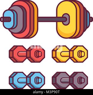 Barbell and Dumbbell Icons Stock Vector