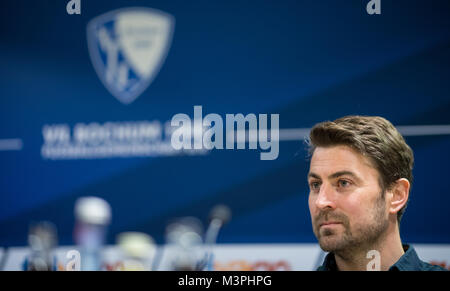 Bochum, Germany. 12th Feb, 2018. Heiko Butscher, the co-coach of VfL Bochum, speaking during a press conference in Bochum, Germany, 12 February 2018. Credit: Guido Kirchner/dpa/Alamy Live News Stock Photo
