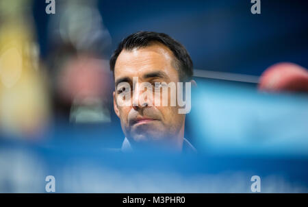 Bochum, Germany. 12th Feb, 2018. Robin Dutt, the new head coach of VfL Bochum, speaking during a press conference in Bochum, Germany, 12 February 2018. Credit: Guido Kirchner/dpa/Alamy Live News Stock Photo