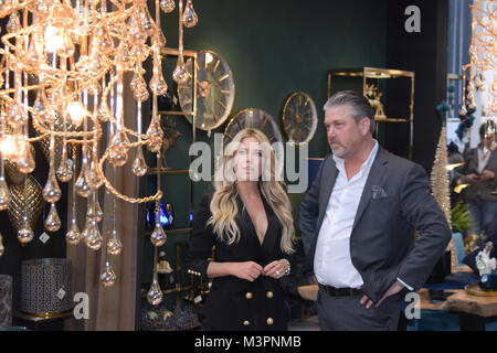 Frankfurt, Germany. 12th Feb, 2018. AMBIENTE: Model Sylvie Meis (* 1978) visits the AMBIENTE 2018 consumer goods fair in Frankfurt am Main. The netherlands are guest of honor of the fair this year Credit: Markus Wissmann/Alamy Live News Stock Photo