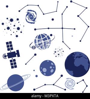 Collection of vector space elements on a white background. Eps 10 Stock Vector
