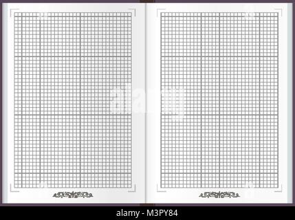 Blank square grid business notebook background illustration Stock Vector