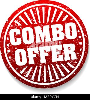Combo offer red rubber stamp with shadow. Stock Vector