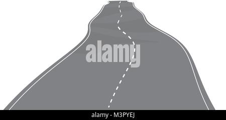 Vector illustration of winding, broken road with white marks Stock Vector