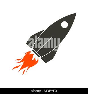 Rocket, spaceship, spacecraft, flat icon, vector illustration for your design. Stock Vector