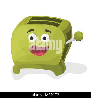 illustration of a cartoon toaster on a white background Stock Vector