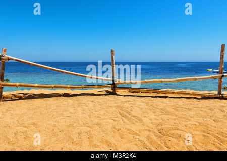 Sandy beach in egyptian hotel at day Stock Photo