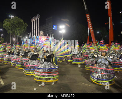 Rio de Janeiro, February 11, 2018. Parade of the Samba Schools during the Carnival of Rio de Janeiro, considered the largest carnival in the world, in Stock Photo