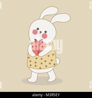 Cute Bunny with gift box. Vector cartoon hare. Stock Vector