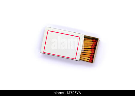 matchsticks in box isolated on white background with clipping path Stock Photo