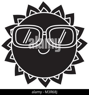 cartoon sun wearing sunglasses summer character Stock Vector