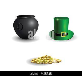 Witches cauldron with potion isolated on white background Stock Vector