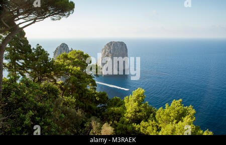 View on Faraglioni rocks from Capri island, Italy Stock Photo