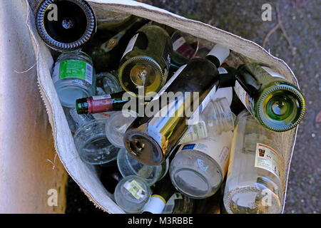 Glass bottles and jars for recycling. Stock Photo
