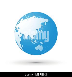 blue world earth globe asia japan internet concept Stock Vector