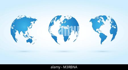 blue globes vector set planet earth Stock Vector