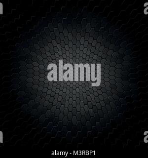 curved hexagonal black texture background Stock Vector
