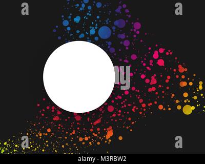 abstract dark colorful dotted background with label Stock Vector