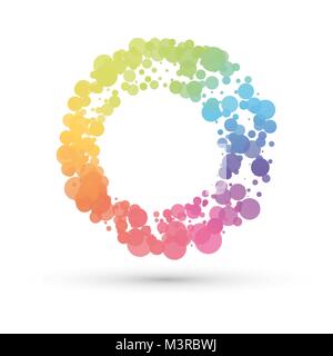 abstract circle created by rainbow dots Stock Vector