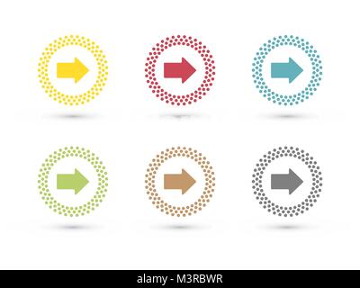 colorful arrows in dotted circle icon set Stock Vector