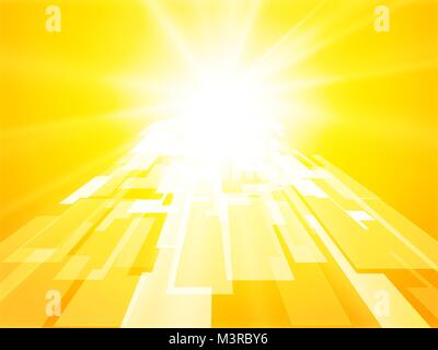 abstract sun gate yellow perspective geometric background Stock Vector