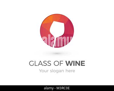 modern red glass wine icon in circle Stock Vector