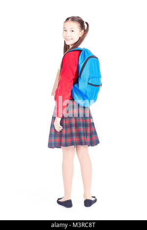 Student with blue backpack Stock Photo