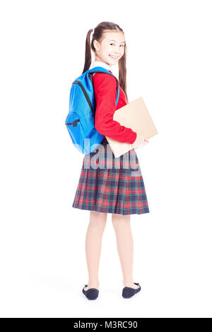 Student with blue backpack Stock Photo