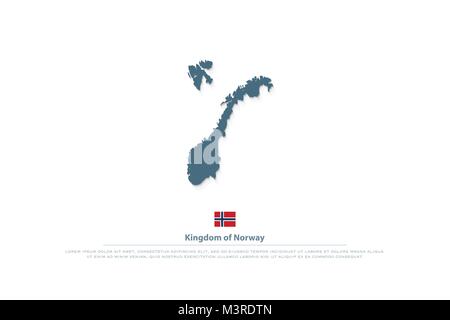 Kingdom of Norway isolated maps and official flag icon. vector Norwegian territory logo. Nordic Country geographic banner template. travel and busines Stock Vector