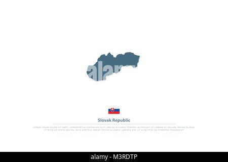 Slovak Republic isolated map and official flag icon. vector Slovak territory logotype. European country geographic banner template. travel and busines Stock Vector