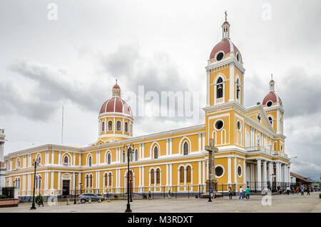 The Our Lady of the Assumption Cathedral, also called Granada Cathedral and Plaza Colon  in Granada, Nicaragua Stock Photo