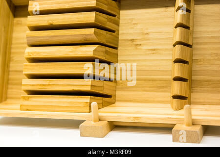 Empty wooden knife stand close Stock Photo