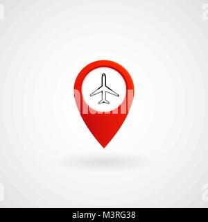 Red Location Icon for Airport, Vector, Illustration, Eps File Stock Vector