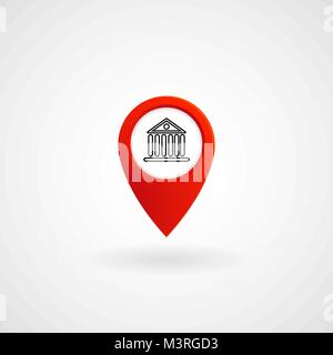 Red Location Icon for Bank, Vector, Illustration, Eps File Stock Vector