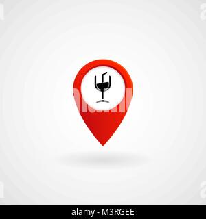 Red Location Icon for Cafe and Bar, Vector, Illustration, Eps File Stock Vector