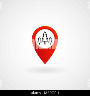 Red Location Icon for Forest, Vector, Illustration, Eps File Stock Vector