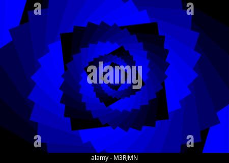 Spiral of rotating squares - blue background, Spiral from squares - blue pattern Stock Vector