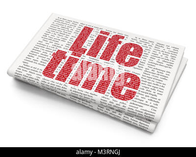 Timeline concept: Life Time on Newspaper background Stock Photo