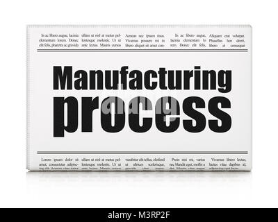 Manufacuring concept: newspaper headline Manufacturing Process Stock Photo