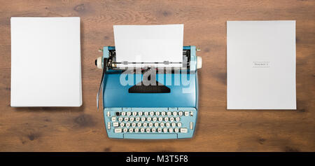 Old electric typewriter on used by author for book Stock Photo