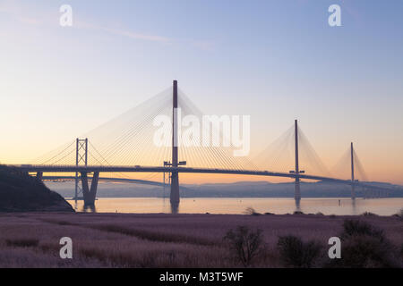 The Queensferry Crossing over the Firth of Forth from North Queensferry Fife Scotland. Stock Photo