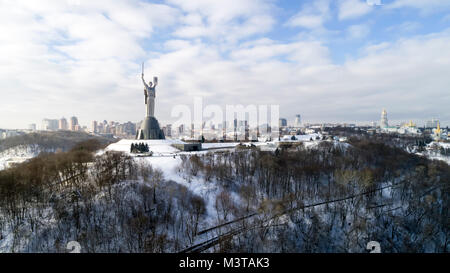 Monument Motherland in winter, Kiev, Ukraine Stock Photo