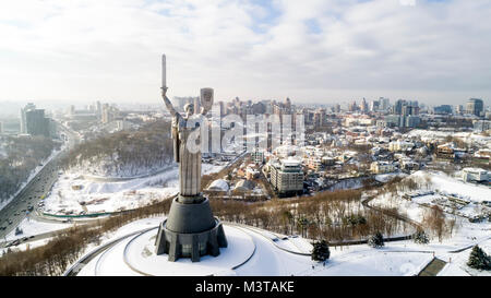 Monument Motherland in winter, Kiev, Ukraine Stock Photo