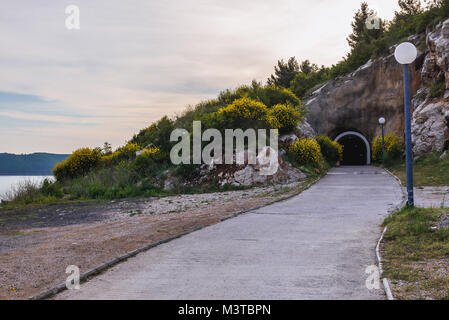 Tunnel in Rafailovici resort town, part of so called Budva Riviera on the coast of Adriatic Sea in Montenegro Stock Photo
