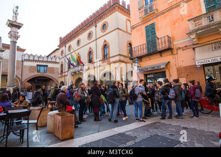 Popular Piazza del Popolo in Ravenna Italy Stock Photo