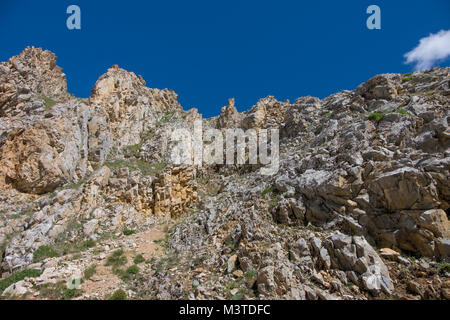 Sharp and dangerous rocks composed of sedimentary rocks Stock Photo