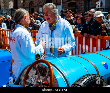 Bari; Italy - April 30; 2017: Participant in his racing car at the competition in the historic reenactment of the Grand Prix in Bari; held in Bari in  Stock Photo