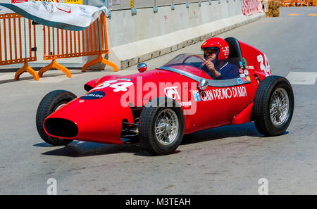 Bari, Italy - April 30, 2017: Participant in his racing car at the competition in the historic reenactment of the Grand Prix in Bari, held in Bari in  Stock Photo