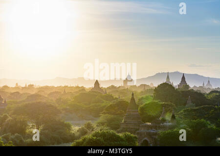 Bagan: Thatbyinnyu Temple, Ananda Temple, temples in Old Bagan, stupa Tan Kyi Paya atop mountain, , Mandalay Region, Myanmar (Burma) Stock Photo