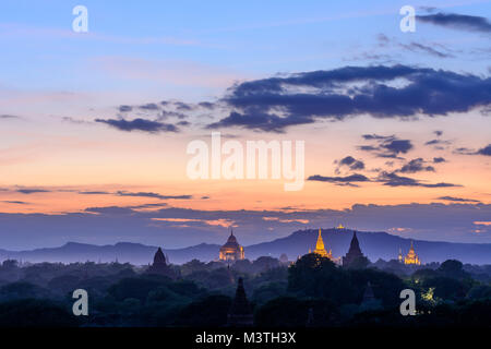 Bagan: Thatbyinnyu Temple, Ananda Temple, temples in Old Bagan, stupa Tan Kyi Paya atop mountain, , Mandalay Region, Myanmar (Burma) Stock Photo